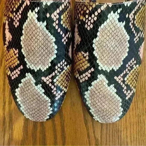 ๐ 6/$60 Madewell Corey Leather Snakeskin Blush Pink Mules Multicolored Flats 6 - Picture 4 of 11